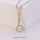 0.05 Carat (ctw) Round Diamond Lowercase Letter 'b' Initial Pendant 10K Yellow Gold