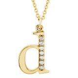 0.05 Carat (ctw) Round Diamond Lowercase Letter 'd' Initial Pendant 10K Yellow Gold