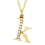 0.05 Carat (ctw) Round Diamond Lowercase Letter 'k' Initial Pendant 10K Yellow Gold