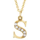 0.05 Carat (ctw) Round Diamond Lowercase Letter 's' Initial Pendant 10K Yellow Gold