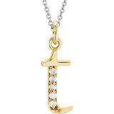 0.05 Carat (ctw) Round Diamond Lowercase Letter 't' Initial Pendant 10K Yellow Gold