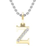 0.05 Carat (ctw) Round Diamond Lowercase Letter 'z' Initial Pendant 10K Yellow Gold