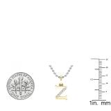 0.05 Carat (ctw) Round Diamond Lowercase Letter 'z' Initial Pendant 10K Yellow Gold