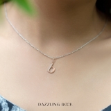 0.05 Carat (ctw) Round Diamond Lowercase Letter 'b' Initial Pendant 14K Rose Gold