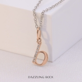 0.05 Carat (ctw) Round Diamond Lowercase Letter 'b' Initial Pendant 14K Rose Gold