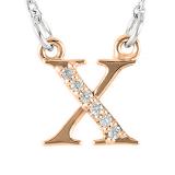 0.05 Carat (ctw) Round Diamond Lowercase Letter 'x' Initial Pendant 14K Rose Gold