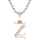 0.05 Carat (ctw) Round Diamond Lowercase Letter 'z' Initial Pendant 14K Rose Gold