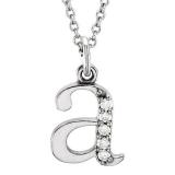 0.05 Carat (ctw) 14K White Gold Diamond Lowercase Letter 'a' Initial Pendant