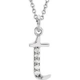 0.05 Carat (ctw) Round Diamond Lowercase Letter 't' Initial Pendant 14K White Gold