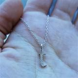 0.05 Carat (ctw) Round Diamond Lowercase Letter 't' Initial Pendant 14K White Gold