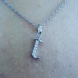 0.05 Carat (ctw) Round Diamond Lowercase Letter 't' Initial Pendant 14K White Gold