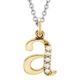 0.05 Carat (ctw) 14K Yellow Gold Diamond Lowercase Letter 'a' Initial Pendant