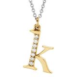 0.05 Carat (ctw) Round Diamond Lowercase Letter 'k' Initial Pendant 14K Yellow Gold