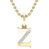 0.05 Carat (ctw) Round Diamond Lowercase Letter 'z' Initial Pendant 14K Yellow Gold