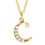 0.05 Carat (ctw) Round Diamond Lowercase Letter 'c' Initial Pendant 18K Yellow Gold