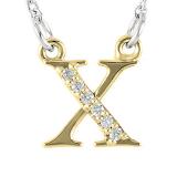 0.05 Carat (ctw) Round Diamond Lowercase Letter 'x' Initial Pendant 18K Yellow Gold