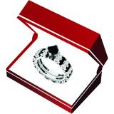 3.15 Carat (ctw) 18K White Gold Princess & Round Black & White Diamond Ladies Engagement Ring Set