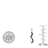 0.15 Carat (Ctw) Sterling Silver Round Black & White Diamond Ladies Infinity Swirl Dangling Earrings