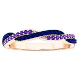 10K Rose Gold Round Amethyst & Blue Sapphire Ladies Anniversary Wedding Swirl Stackable Band