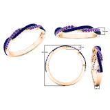10K Rose Gold Round Amethyst & Blue Sapphire Ladies Anniversary Wedding Swirl Stackable Band