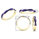 14K Yellow Gold Round Amethyst & Blue Sapphire Ladies Anniversary Wedding Swirl Stackable Band