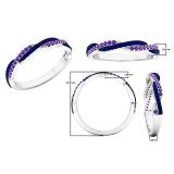 18K White Gold Round Amethyst & Blue Sapphire Ladies Anniversary Wedding Swirl Stackable Band