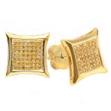 0.20 Carat (ctw) Round Yellow Diamond Mens Stud Earrings 18K Yellow Gold