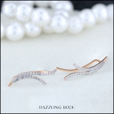 0.20 Carat (ctw) 10K Rose Gold Round Diamond Ladies Double Row Crawler Climber Earrings 1/4 CT