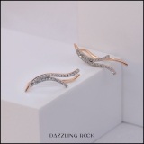 0.20 Carat (ctw) 10K Rose Gold Round Diamond Ladies Double Row Crawler Climber Earrings 1/4 CT