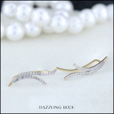 0.20 Carat (ctw) 18K Yellow Gold Round Diamond Ladies Double Row Crawler Climber Earrings 1/4 CT