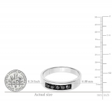 0.73 Carat (ctw) Sterling Silver Black Round Diamond Men's Wedding Band 3/4 CT