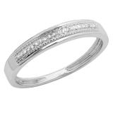 0.07 Carat (ctw) 14K White Gold Round White Diamond Men's Wedding Band