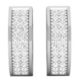 0.16 Carat (ctw) 10K White Gold Round Diamond Ladies Micro Pave Huggie Hoop Earrings