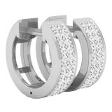 0.16 Carat (ctw) 10K White Gold Round Diamond Ladies Micro Pave Huggie Hoop Earrings