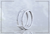 0.48 Carat (ctw) 14K White Gold Round White Diamond Ladies Wedding Enhancer Double Ring 1/2 CT