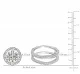 0.48 Carat (ctw) 14K White Gold Round White Diamond Ladies Wedding Enhancer Double Ring 1/2 CT