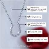 0.13 Carat (ctw) 14K White Gold Round Diamond Ladies Horseshoe Pendant (Silver Chain Included)