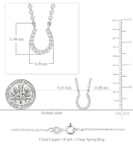 0.13 Carat (ctw) 14K White Gold Round Diamond Ladies Horseshoe Pendant (Silver Chain Included)