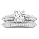 1.15 Carat (ctw) 14K White Gold Round White Diamond Ladies Engagement Ring With Matching Band Set