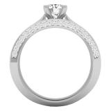 1.15 Carat (ctw) 14K White Gold Round White Diamond Ladies Engagement Ring With Matching Band Set