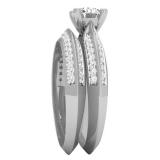1.15 Carat (ctw) 14K White Gold Round White Diamond Ladies Engagement Ring With Matching Band Set