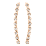 0.05 Carat (ctw) 10K Rose Gold Round White Diamond Ladies Crawler Curved Climber Earrings