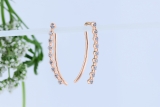 0.05 Carat (ctw) 10K Rose Gold Round White Diamond Ladies Crawler Curved Climber Earrings