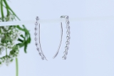 0.05 Carat (ctw) 10K White Gold Round White Diamond Ladies Crawler Curved Climber Earrings