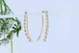 0.05 Carat (ctw) 10K Yellow Gold Round White Diamond Ladies Crawler Curved Climber Earrings