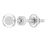0.05 Carat (ctw) 10K White Gold Round White Diamond Ladies Cluster Stud Earrings