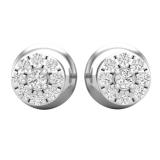0.05 Carat (ctw) 10K White Gold Round White Diamond Ladies Cluster Stud Earrings