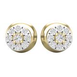 0.05 Carat (ctw) 10K Yellow Gold Round White Diamond Ladies Cluster Stud Earrings