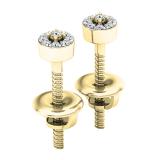 0.05 Carat (ctw) 10K Yellow Gold Round White Diamond Ladies Cluster Stud Earrings