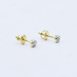0.05 Carat (ctw) 10K Yellow Gold Round White Diamond Ladies Cluster Stud Earrings